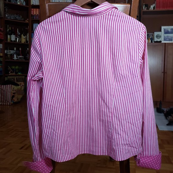Fred David Button-Up Shirt Pink & White Strips SZ L - Picture 4 of 7
